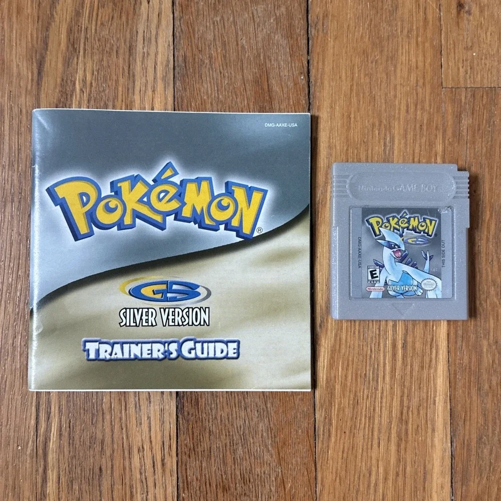 Pokemon Silver Nintendo Gameboy Color Cartridge - Dry Battery - AND Manual!